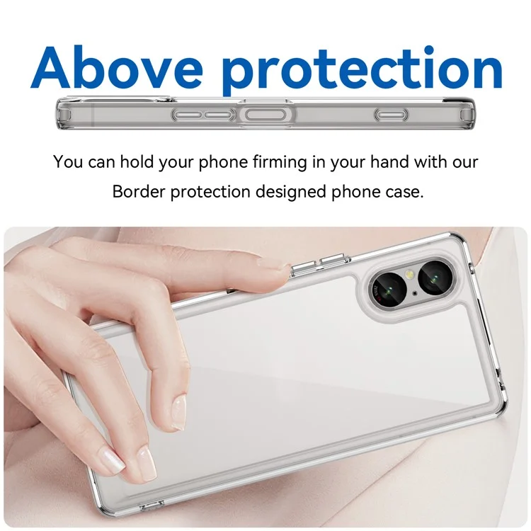 For Sony Xperia 5 V Phone Case Transparent Protective Phone Cover (Big Rear Lens Hole)