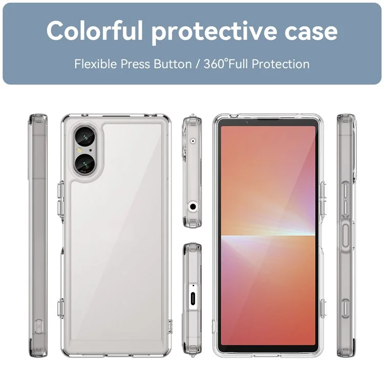 For Sony Xperia 5 V Phone Case Transparent Protective Phone Cover (Big Rear Lens Hole)