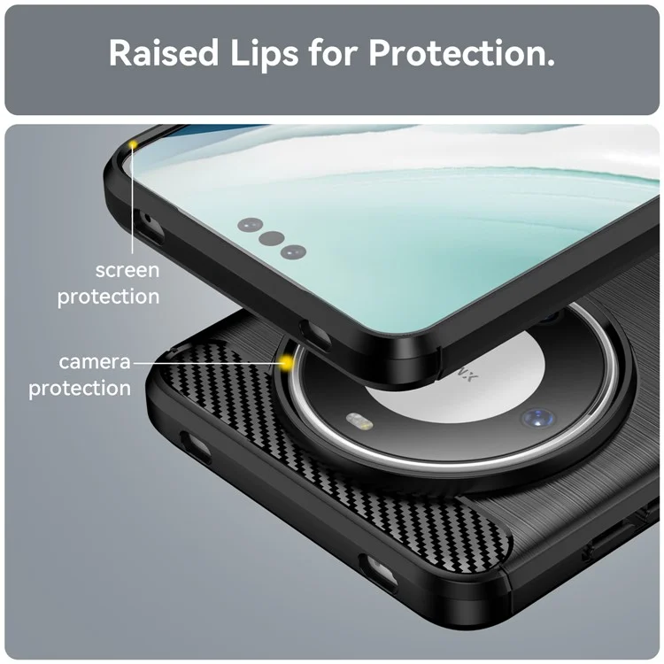 Für Huawei Mate 60 Pro+ Hülle Flexibles TPU-Gehäuse Kohlefaser-Textur Handyhülle - Schwarz