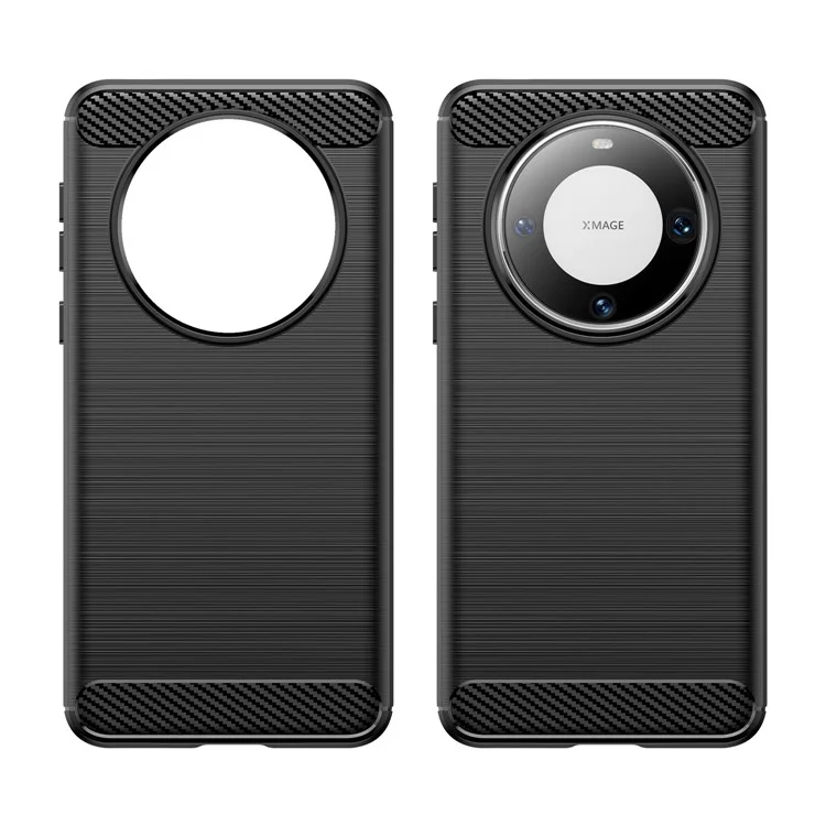 Für Huawei Mate 60 Pro+ Hülle Flexibles TPU-Gehäuse Kohlefaser-Textur Handyhülle - Schwarz