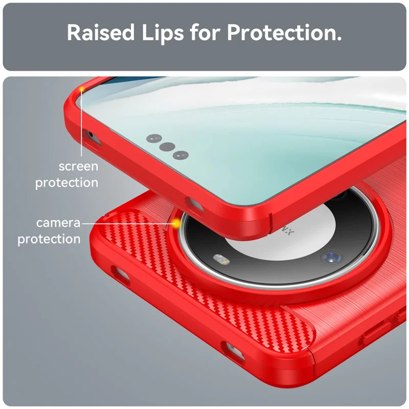For Huawei Mate 60 Pro+ Taske, fleksibel TPU-skrog med kulfiberstruktur, telefondæksel - rød