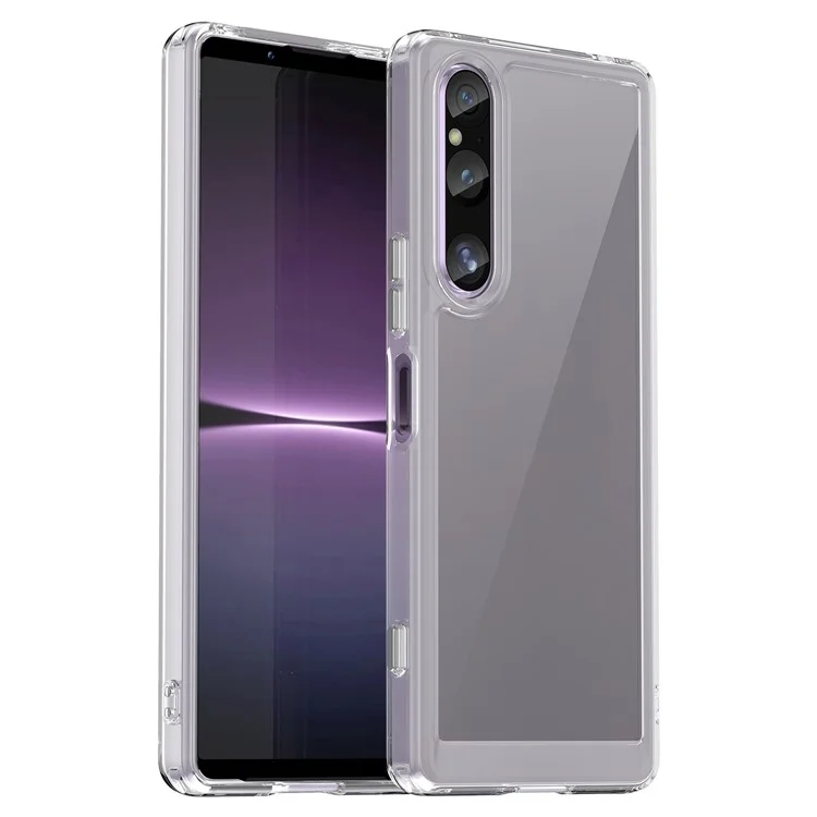 For Sony Xperia 1 V Case TPU+Acrylic Clear Cell Phone Cover (Big Rear Lens Hole)