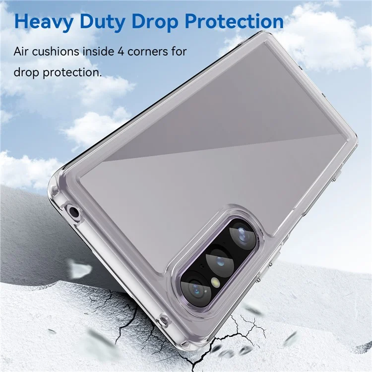 For Sony Xperia 1 V Case TPU+Acrylic Clear Cell Phone Cover (Big Rear Lens Hole)