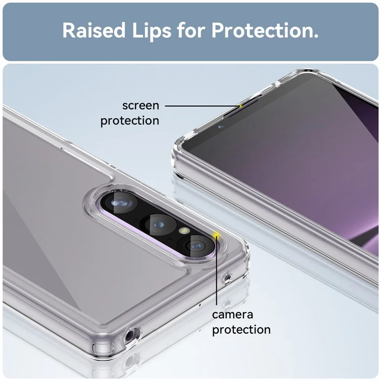 For Sony Xperia 1 V Case TPU+Acrylic Clear Cell Phone Cover (Big Rear Lens Hole)