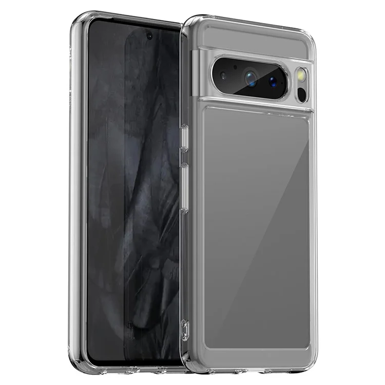 For Google Pixel 8 Pro Case Transparent TPU+Acrylic Phone Back Cover (Big Rear Lens Hole)