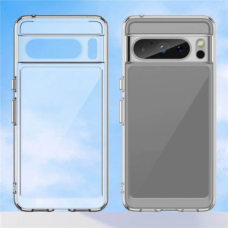 For Google Pixel 8 Pro Case Transparent TPU+Acrylic Phone Back Cover (Big Rear Lens Hole)