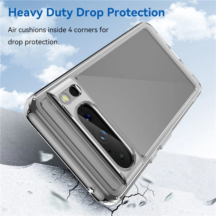 For Google Pixel 8 Pro Case Transparent TPU+Acrylic Phone Back Cover (Big Rear Lens Hole)