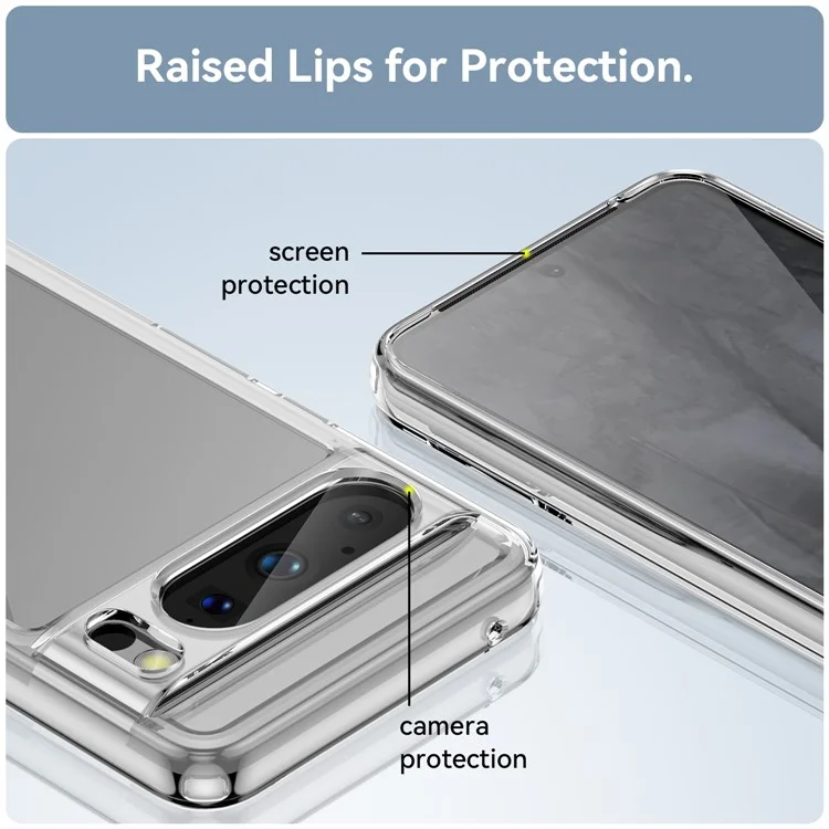 For Google Pixel 8 Pro Case Transparent TPU+Acrylic Phone Back Cover (Big Rear Lens Hole)
