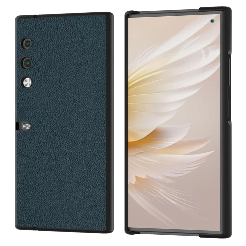 For Honor V Purse Case Litchi Texture Genuine Cow Leather Coated PC Protective Cover - Green