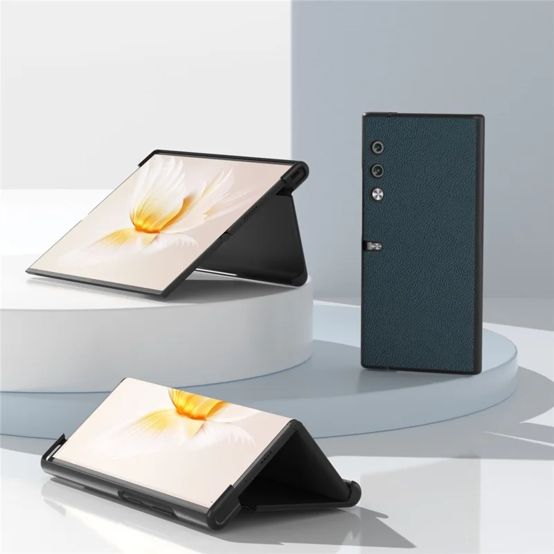 For Honor V Purse Case Litchi Texture Genuine Cow Leather Coated PC Protective Cover - Green