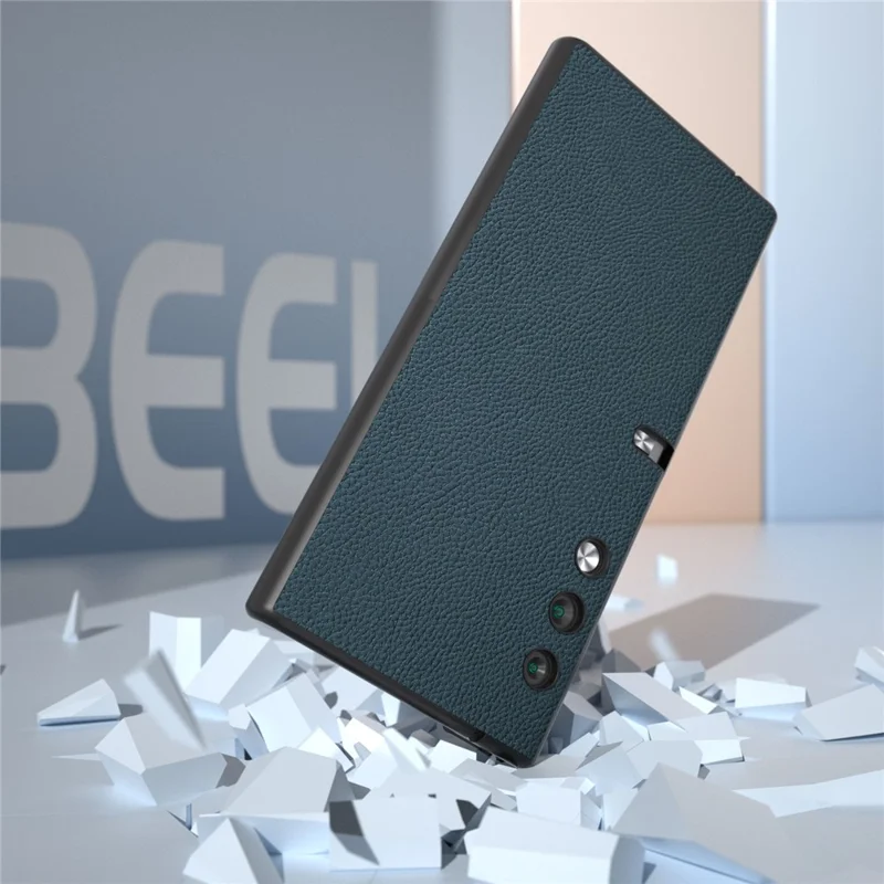 For Honor V Purse Case Litchi Texture Genuine Cow Leather Coated PC Protective Cover - Green