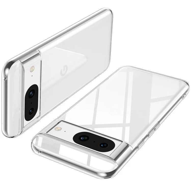 Für Google Pixel 8 Clear TPU Case Phone Cover mit 2.5D Arc Edge Tempered Glass Screen Film
