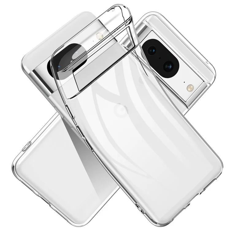 For Google Pixel 8 Pro Case TPU Clear Phone Cover with 2.5D Arc Edge Tempered Glass Screen Film