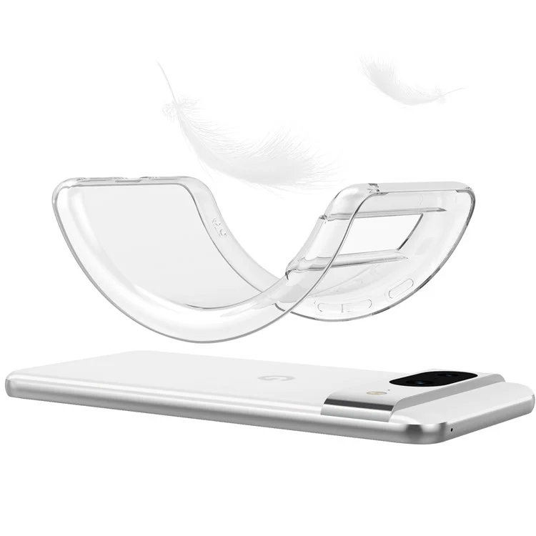 For Google Pixel 8 Pro Case TPU Clear Phone Cover with 2.5D Arc Edge Tempered Glass Screen Film