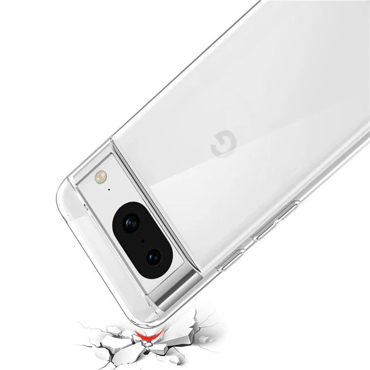For Google Pixel 8 Pro Case TPU Clear Phone Cover with 2.5D Arc Edge Tempered Glass Screen Film