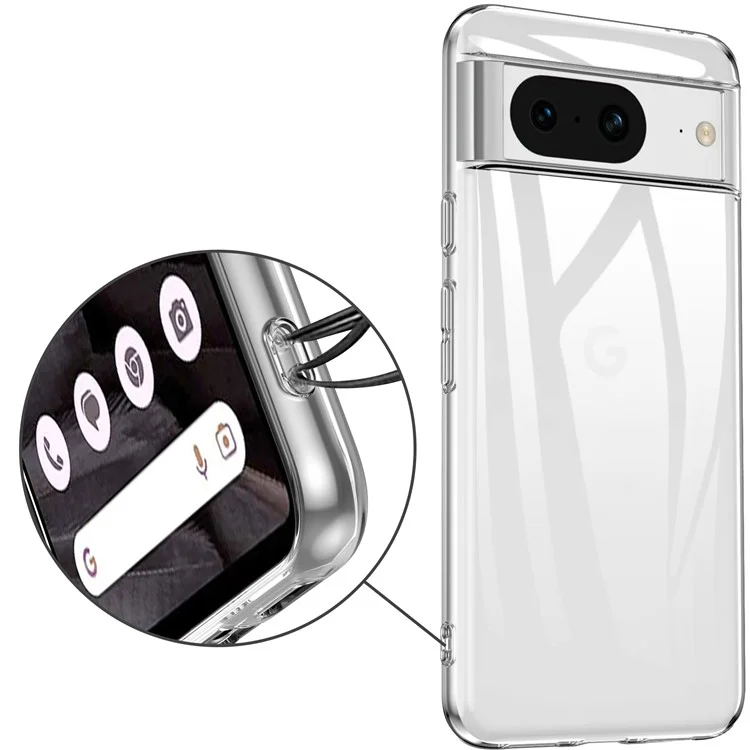 For Google Pixel 8 Pro Case TPU Clear Phone Cover with 2.5D Arc Edge Tempered Glass Screen Film