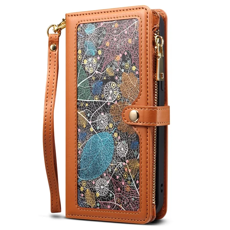 ESEBLE For Motorola Moto G84 5G Case Zipper Pocket Leather Wallet Phone Cover - Brown