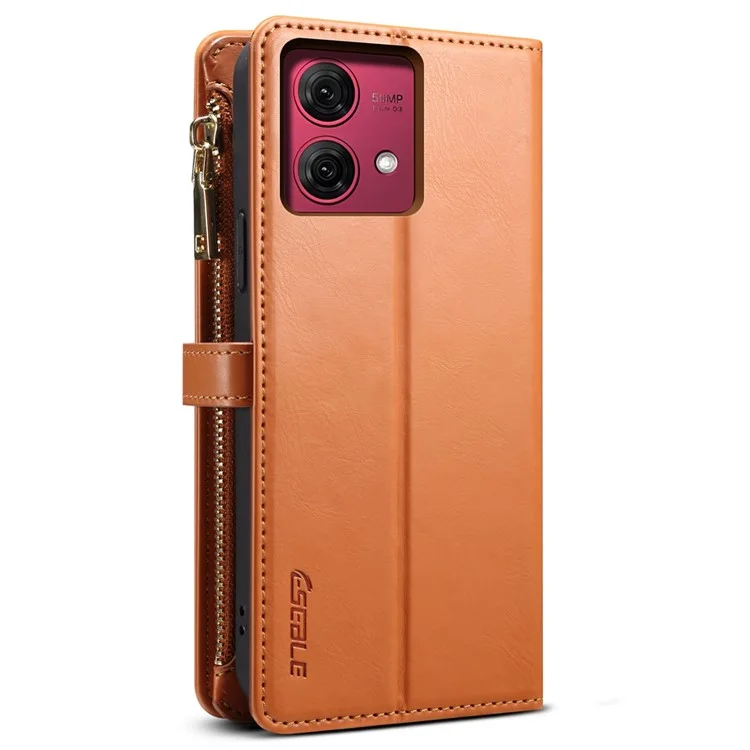 ESEBLE For Motorola Moto G84 5G Case Zipper Pocket Leather Wallet Phone Cover - Brown