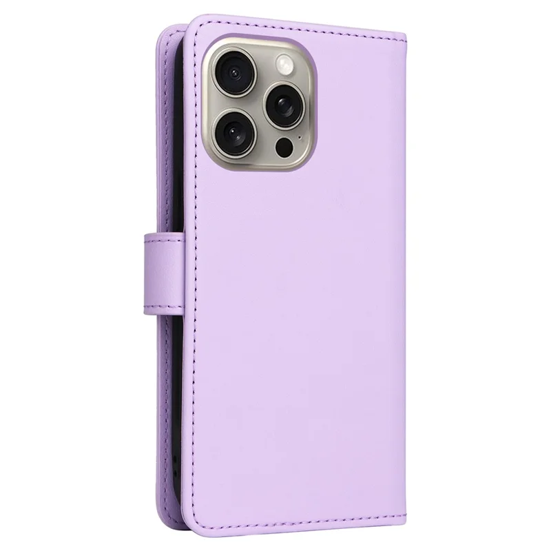 For iPhone 15 Pro Max Magnetic Case BETOPNICE Detachable PU Leather Phone Cover with Strap - Purple