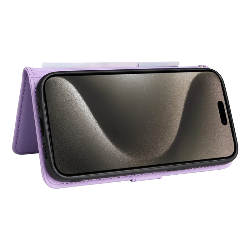 For iPhone 15 Pro Max Magnetic Case BETOPNICE Detachable PU Leather Phone Cover with Strap - Purple