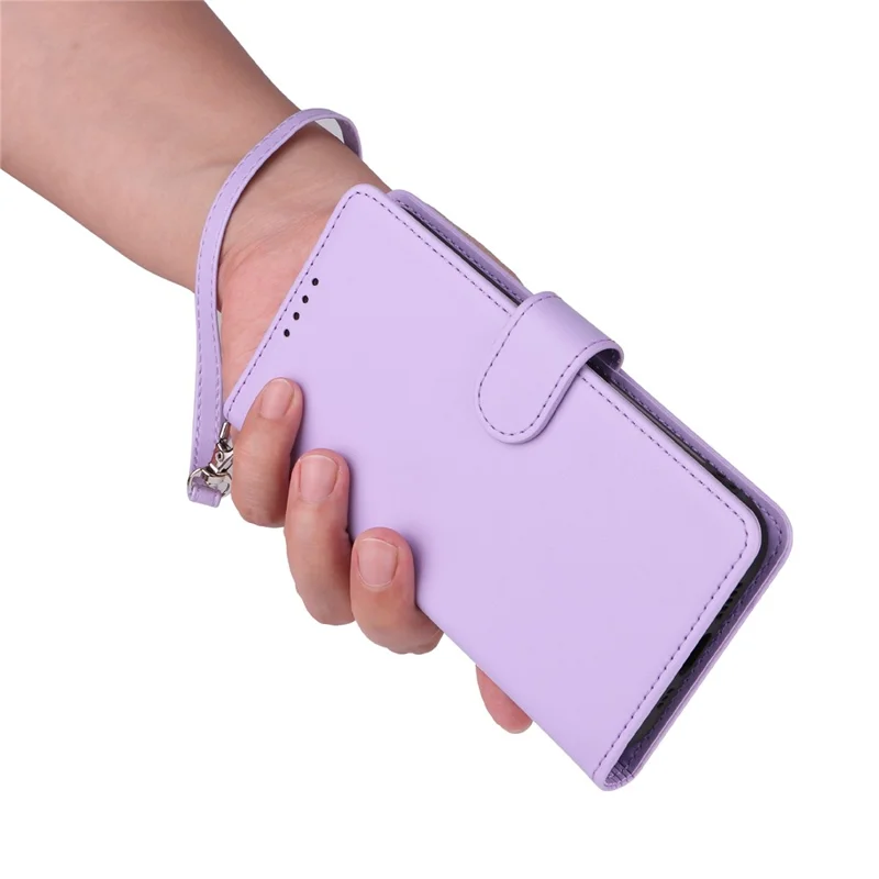 For iPhone 15 Magnetic Case BETOPNICE Detachable PU Leather Phone Cover with Strap - Purple