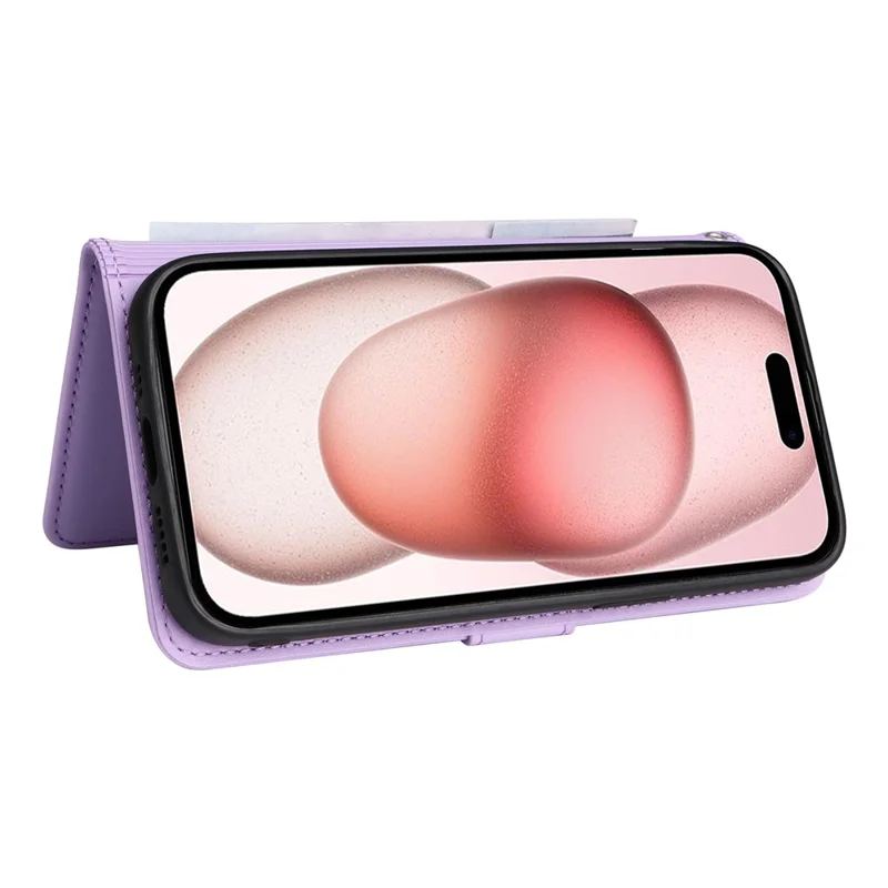 For iPhone 15 Magnetic Case BETOPNICE Detachable PU Leather Phone Cover with Strap - Purple