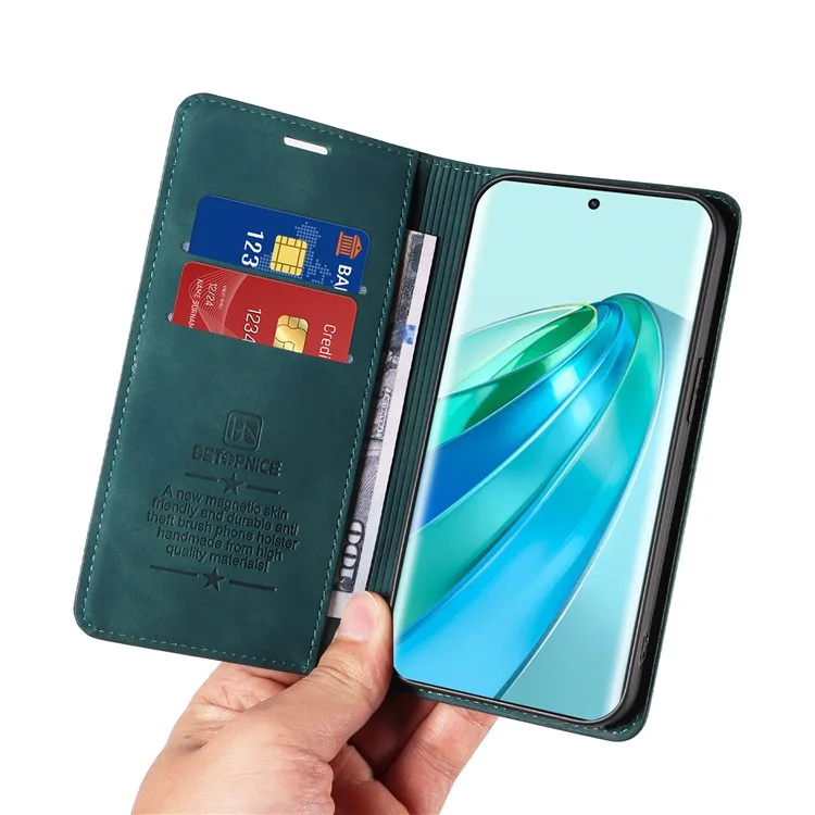 BETOPNICE 003 Para Honor X9a 5G / X40 5G / Magic5 Lite 5G Funda de Cartera de Cuero con Bloqueo RFID - Verde