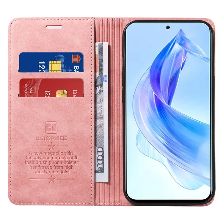 BETOPNICE 003 For Honor 90 Lite 5G / X50i 5G Чехол-бумажник с блокировкой RFID - Розовый