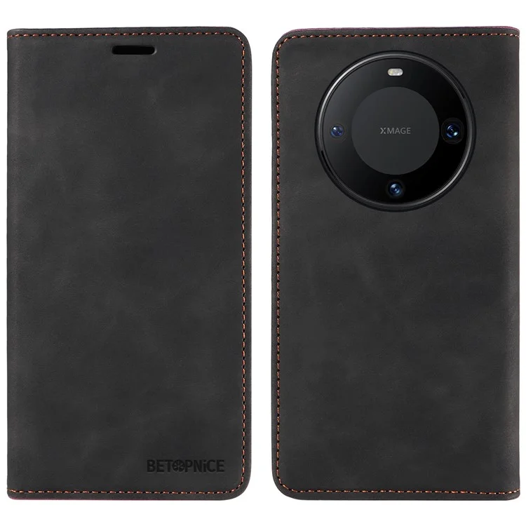 BETOPNICE 003 Funda para Huawei Mate 60 Pro Cierre magnético Billetera de Piel - Negro