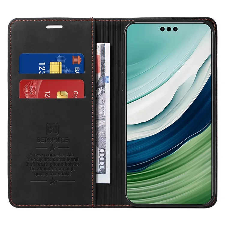BETOPNICE 003 Funda para Huawei Mate 60 Pro Cierre magnético Billetera de Piel - Negro