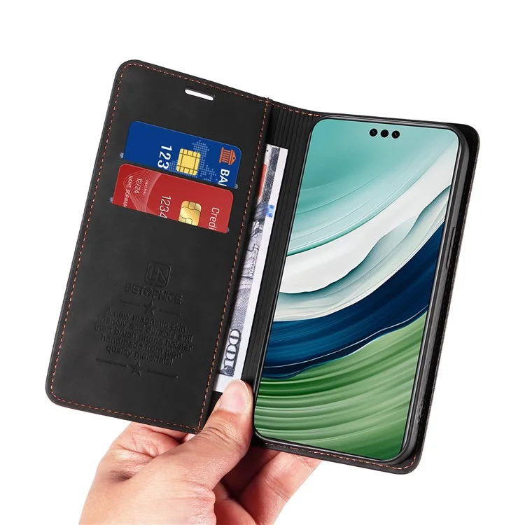 BETOPNICE 003 Funda para Huawei Mate 60 Pro Cierre magnético Billetera de Piel - Negro