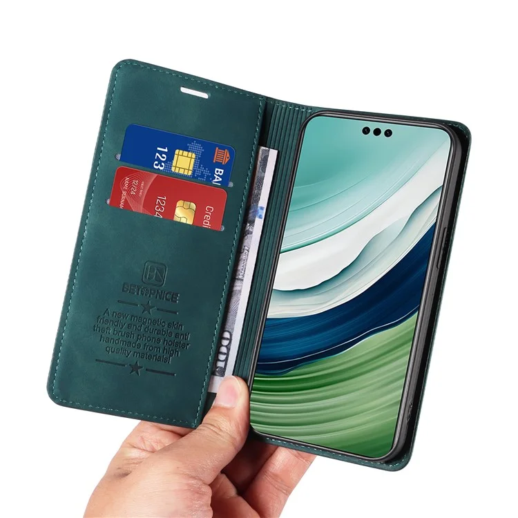 BETOPNICE 003 Чехол-кошелек для Huawei Mate 60, кожаный, с подставкой, с блокировкой RFID, зеленый