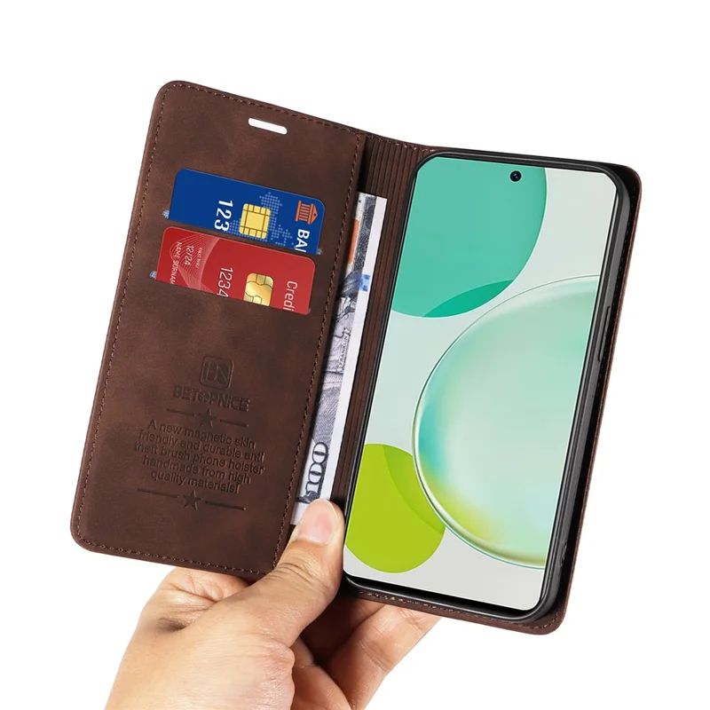 BETOPNICE 003 Чехол-книжка для Huawei nova 11i / Maimang 20 / Enjoy 60 Pro - Коричневый