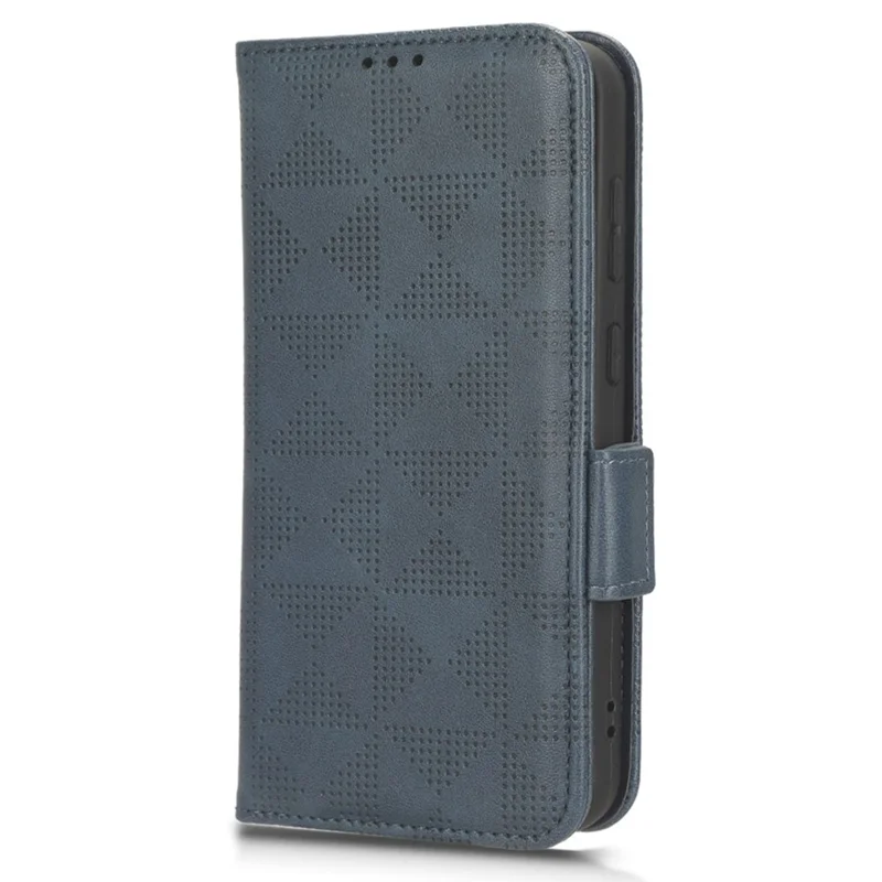 For Honor X6a 4G Case Imprinted Triangle Stand PU Leather Phone Cover - Blue