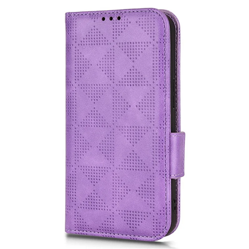 For Honor X6a 4G Case Imprinted Triangle Stand PU Leather Phone Cover - Purple