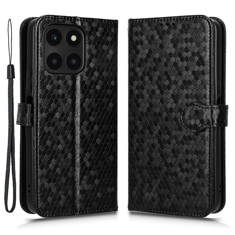 For Honor X6a 4G Case PU Leather Imprinted Wallet Cell Phone Cover - Black