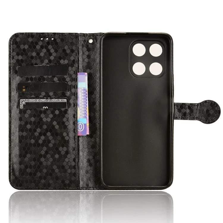 For Honor X6a 4G Case PU Leather Imprinted Wallet Cell Phone Cover - Black