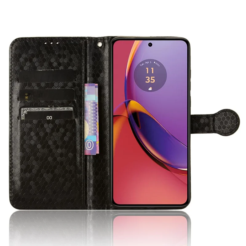 For Motorola Moto G84 5G Case PU Leather Imprinted Cell Phone Stand Cover - Black