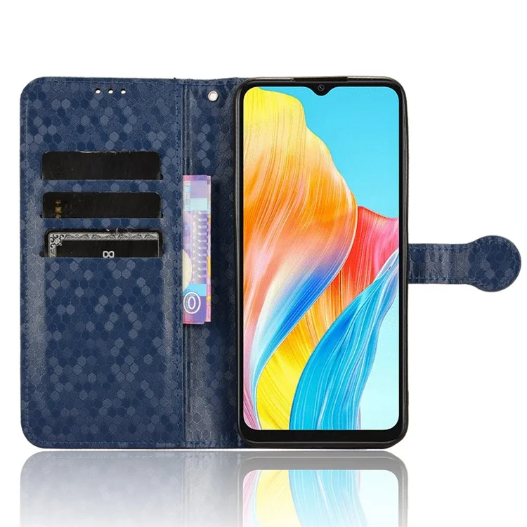 For Oppo A38 4G Case PU Leather Imprinted Foldable Stand Cell Phone Cover - Dark Blue