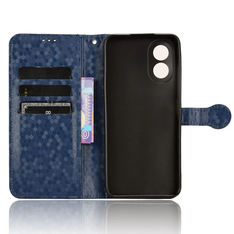 For Oppo A38 4G Case PU Leather Imprinted Foldable Stand Cell Phone Cover - Dark Blue