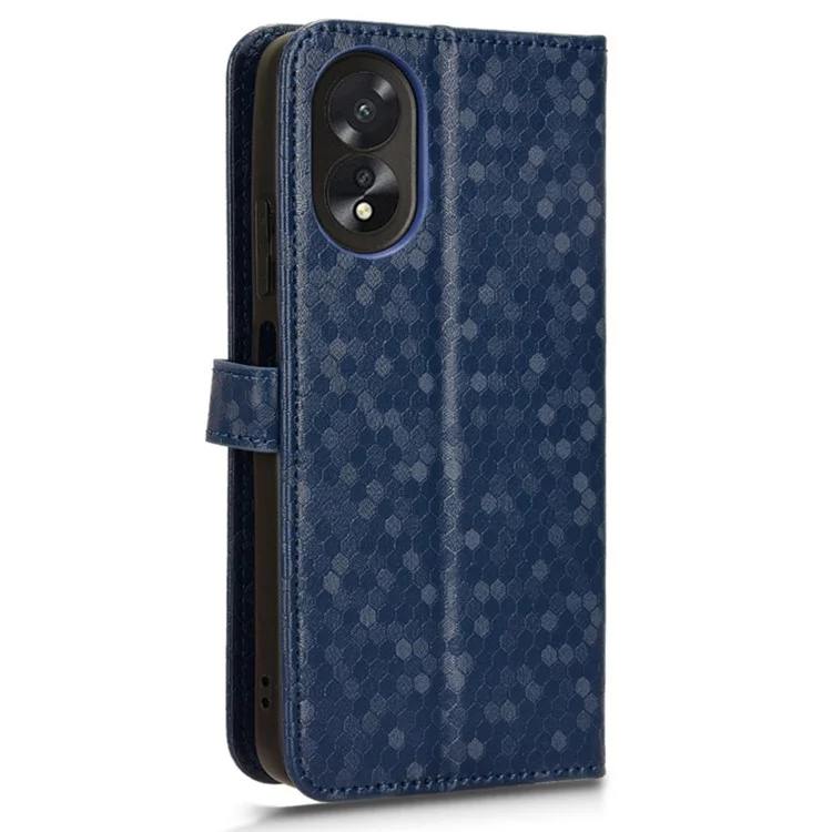 For Oppo A38 4G Case PU Leather Imprinted Foldable Stand Cell Phone Cover - Dark Blue