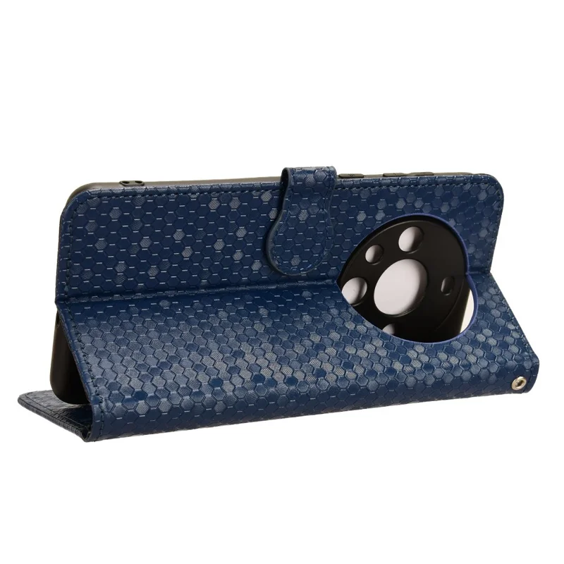 For Huawei Mate 60 Case PU Leather Stand Shell Imprinted Wallet Cell Phone Cover - Dark Blue