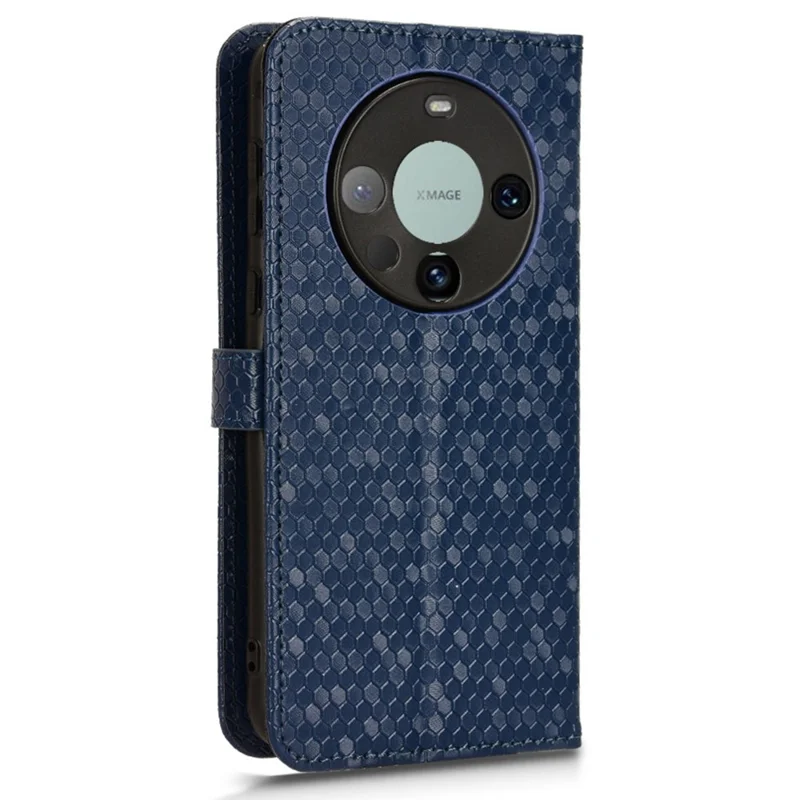 For Huawei Mate 60 Case PU Leather Stand Shell Imprinted Wallet Cell Phone Cover - Dark Blue