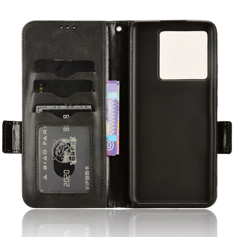 For Xiaomi Redmi K60 Ultra / 13T / 13T Pro Case Imprinted Triangle Anti-drop PU Leather Phone Cover - Black