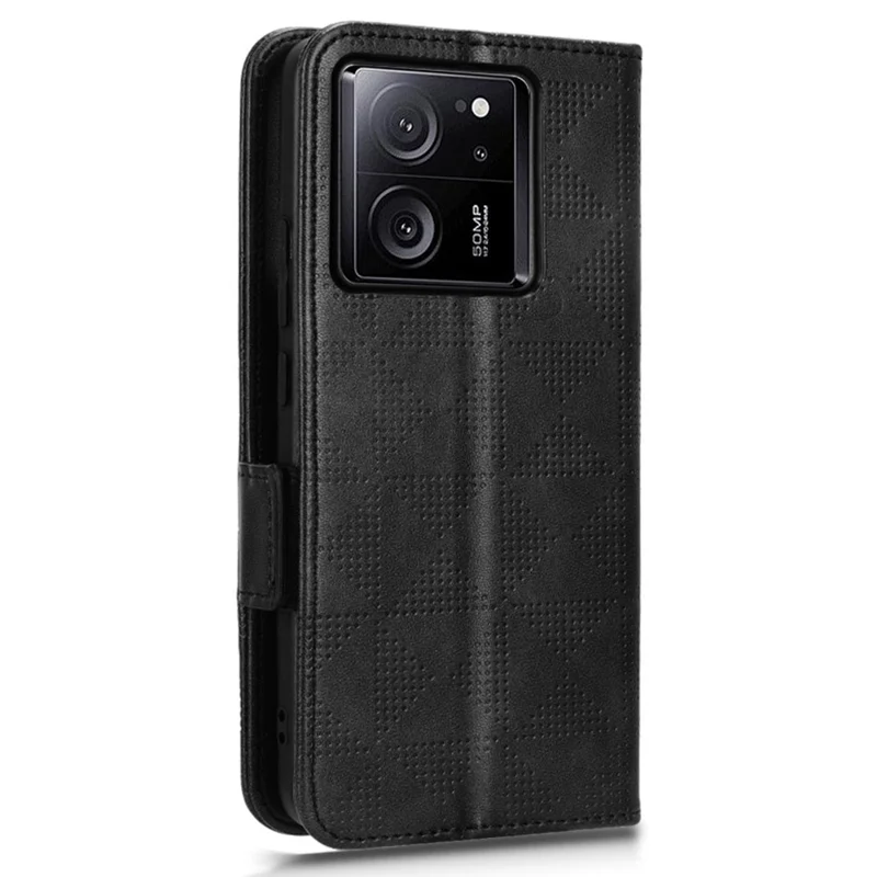 For Xiaomi Redmi K60 Ultra / 13T / 13T Pro Case Imprinted Triangle Anti-drop PU Leather Phone Cover - Black