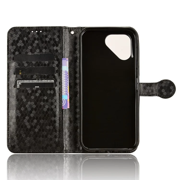 Für Fairphone 5 Hülle Anti-Kratzer PU-Leder bedruckter Wallet-Handyhülle - Schwarz