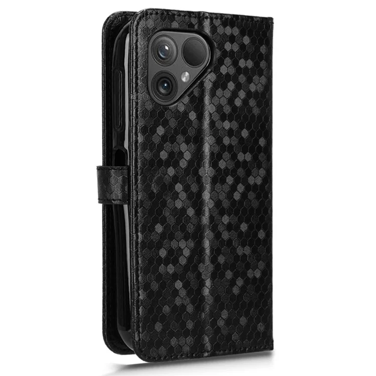 Für Fairphone 5 Hülle Anti-Kratzer PU-Leder bedruckter Wallet-Handyhülle - Schwarz