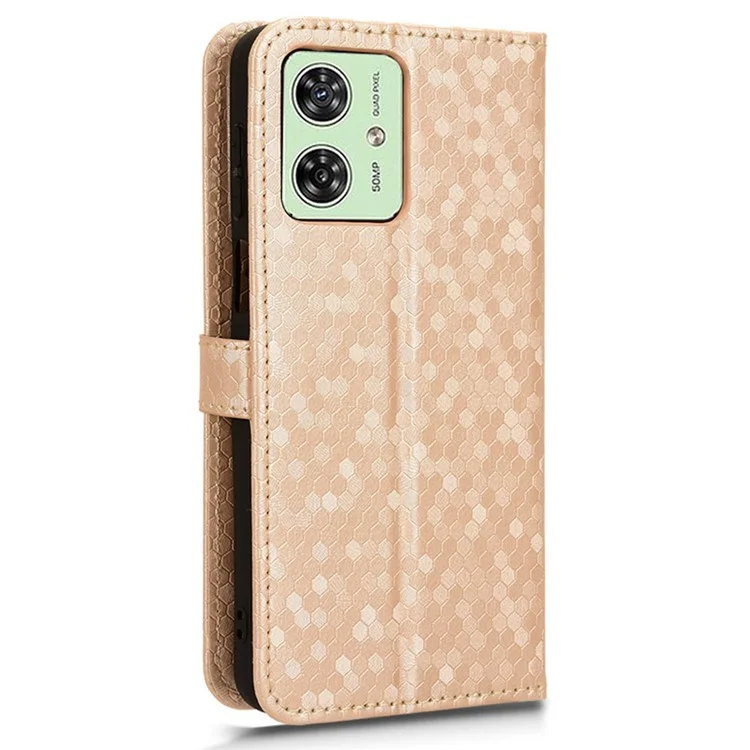 Per Motorola Moto G54 5G Case Anti-Scratch PU Leather Stand Shell Imprinted Wallet Phone Cover - Rose Gold