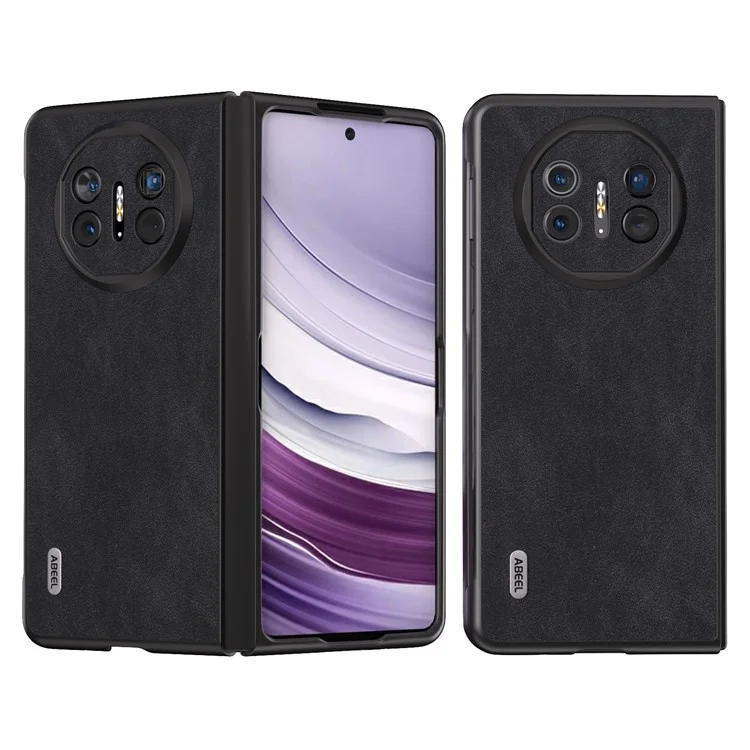 ABEEL Pour Huawei Mate X5 Étui en Cuir PU Revêtu de PC Protecteur Pliable - Noir