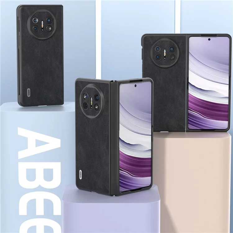 ABEEL Pour Huawei Mate X5 Étui en Cuir PU Revêtu de PC Protecteur Pliable - Noir